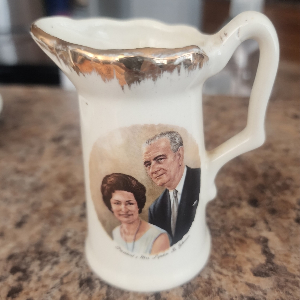 President and Mrs Lyndon B Johnson Miniture Pitcher